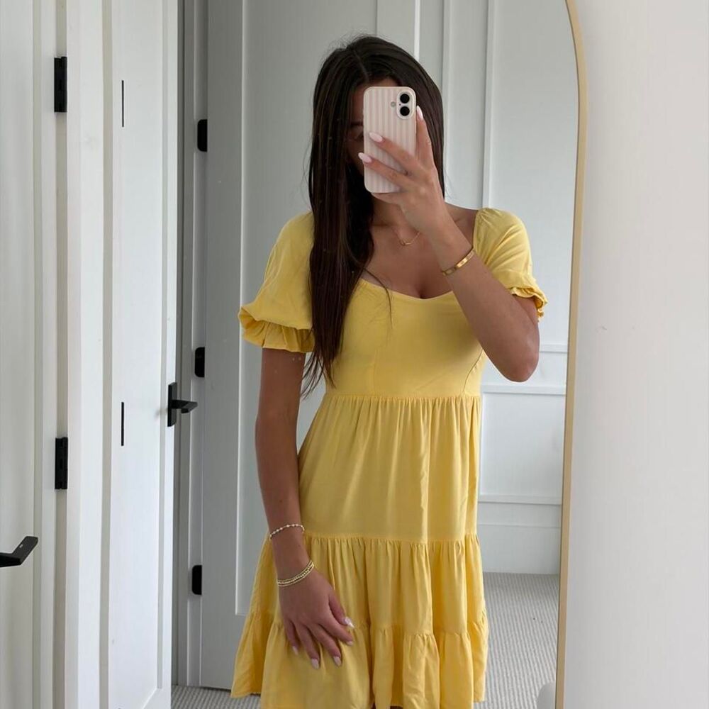 Yellow mini summer dress